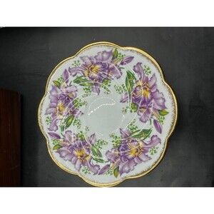 Salisbury Bone China Garland Purple Iris Gold Trim Saucer England Replacement IV
